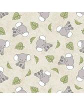 Tecido Tricoline Elefante e Folhas Fundo Bege - Ideal para Artesanato e Patchwork - 50 x 150 cm Tecido Tricoline Elefante e Folhas Fundo Bege - Ideal para Artesanato e Patchwork - 50 x 150 cm
