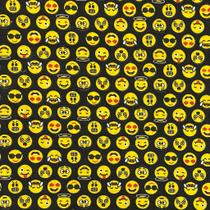 Tecido Tricoline Emoji Fundo Preto -1,50m de Largura