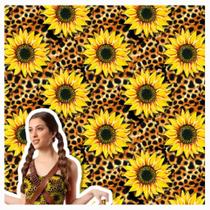 Tecido tricoline estampa 3d 1.50mts/larg animal print girassol metro