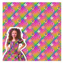 Tecido tricoline estampa 3d 1.50mts/larg xadrez com flores metro Tecido tricoline estampa 3d 1.50mts/larg xadrez com flores metro