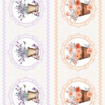 Tecido Tricoline Estampa Digital Barrado Vaso de Flores 1 - Peripan - 50 x 150 cm para Artesanato e Patchwork