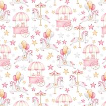 Tecido Tricoline Estampa Digital Carrossel - Peripan - 50 x 150 cm - Ideal para Artesanato e Patchwork