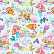 Tecido Tricoline Estampa Digital Sereias - Coleção Doce Infância - Lilás e Rosa - Peripan - 50 x 150 cm Tecido Tricoline Estampa Digital Sereias - Coleção Doce Infância - Lilás e Rosa - Peripan - 50 x 150 cm