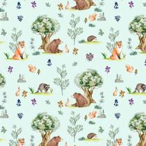 Tecido Tricoline Estampa Digital - Urso e Animais Silvestre Fundo Verde Claro - Peripan - 50 x 150 cm - Ideal para Artesanato e Patchwork Tecido Tricoline Estampa Digital - Urso e Animais Silvestre Fundo Verde Claro - Peripan - 50 x 150 cm - Ideal para Artesanato e Patchwork