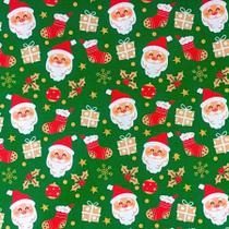 Tecido Tricoline Estampa Natal Papai Noel 50cm x 1,50mt