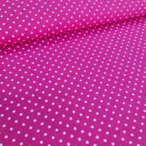 Tecido Tricoline Estampa Poa Médio Fundo Rosa Pink Escuro Poa Branco