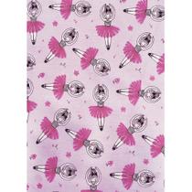 Tecido Tricoline Estampado Bailarina Fundo Rosa - 1,50m de Largura Tecido Tricoline Estampado Bailarina Fundo Rosa - 1,50m de Largura