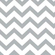 Tecido Tricoline Estampado Chevron Cinza, Fundo Branco