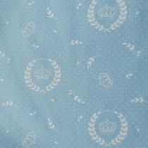 Tecido Tricoline Estampado Coroa Azul