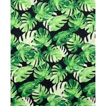 Tecido Tricoline Estampado Costela de Adão Fundo Preto - 1,50m de Largura