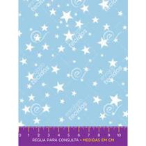 Tecido Tricoline Estampado Estrelinha Azul e Branco - 1,50m de Largura