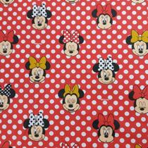Tecido Tricoline Estampado Fernando Maluhy Minnie Poá Fundo Vermelho Tecido Tricoline Estampado Fernando Maluhy Minnie Poá Fundo Vermelho