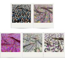 Tecido Tricoline Estampado Floral 100% Algodão 1,40m P/ Roupas e Artesanatos