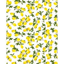 Tecido Tricoline Estampado Limão Siciliano Fundo Branco - 1,50m de Largura