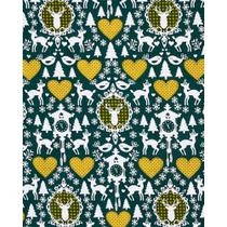 Tecido Tricoline Estampado Natalino Fundo Verde - 1,50m de Largura