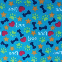 Tecido Tricoline Estampado Patinhas Azul Tecido Tricoline Estampado Patinhas Azul
