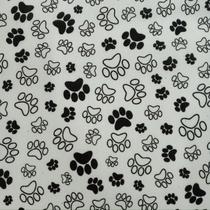Tecido Tricoline Estampado Patinhas Branco