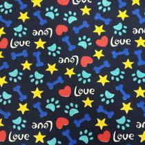 Tecido Tricoline Estampado Patinhas Preto