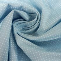 Tecido Tricoline Estampado Poá Azul Claro