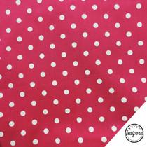Tecido Tricoline Estampado Poá Bolinhas Médias - Rosa Pink com Branco 50x150cm