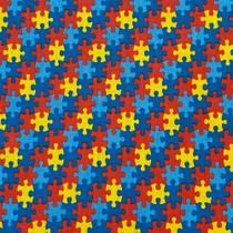 Tecido Tricoline Estampado Quebra-Cabeça do Autismo - 1,50m de Largura Tecido Tricoline Estampado Quebra-Cabeça do Autismo - 1,50m de Largura