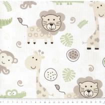 Tecido Tricoline Estampado Safari Verde com Bege 0,50 x 1,50 m Unid