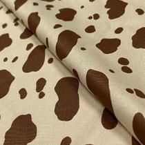 Tecido Tricoline Estampado Vaquinha Marrom - 1,50m de Largura