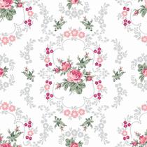 Tecido Tricoline Floral Elegance Rosa - Peripan - 50 cm x 150 cm