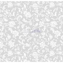 Tecido Tricoline Floral Isis (Cinza), 100% Algodão, Unid. 50cm x 1,50mt