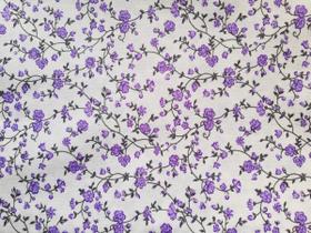 Tecido Tricoline Floral lilás com Raminho 50cm x 1,50 metros 100% Algodão