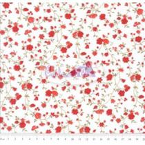 Tecido Tricoline Floral Marina Vermelho - Tecidos Caldeira - 50 cm x 150 cm Tecido Tricoline Floral Marina Vermelho - Tecidos Caldeira - 50 cm x 150 cm