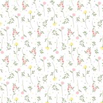 Tecido Tricoline Floral Primavera 1 - Fundo Branco - Peripan - 50 x 150 cm - Ideal para Artesanato e Patchwork