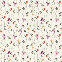 Tecido Tricoline Floral Primavera 2 - Fundo Creme - Peripan - 50 x 150 cm - Ideal para Artesanato e Patchwork