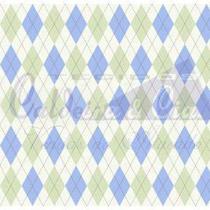 Tecido Tricoline Geométrico Verde e Azul - 50 x 150 cm Tecido Tricoline Geométrico Verde e Azul - 50 x 150 cm