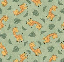 tecido tricoline Girafas cor 02 (Verde) medidas 0,50x1,50 mts