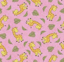 tecido tricoline Girafas cor 05 (Rosa) medidas 0,50x1,50 mts