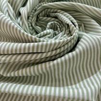 Tecido Tricoline Listrado Fio Tinto Verde Malva 3 mm para Artesanato e Patchwork - 50 x 150 cm