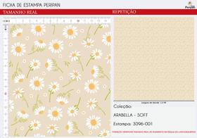Tecido Tricoline Margaridas Fundo Creme - Peripan - 50 x 150 cm - Ideal para Artesanato e Patchwork