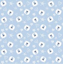 Tecido Tricoline Mini Ursinhos Nature Azul Claro - Peripan - 50 cm x 150 cm para Artesanato