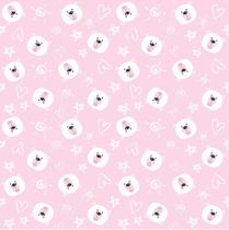 Tecido Tricoline Mini Ursinhos Nature Fundo Rosa (Urso) - Peripan - 50 x 150 cm para Artesanato e Patchwork