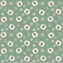Tecido Tricoline Mini Ursinhos Nature Fundo Verde Antigo (Urso) - Peripan - 50 x 150 cm Tecido Tricoline Mini Ursinhos Nature Fundo Verde Antigo (Urso) - Peripan - 50 x 150 cm