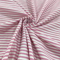 Tecido Tricoline Mista Listrada 97%Alg 3%Elas Rosa Chiclete