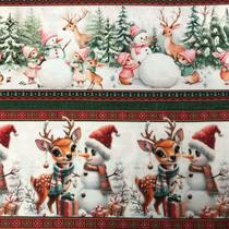 Tecido Tricoline Natal Digital 100% Algodão Barrado Bichinhos de Natal Tecido Tricoline Natal Digital 100% Algodão Barrado Bichinhos de Natal
