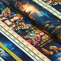 Tecido Tricoline Natal Religioso : Barrado (0,50x1,50) Tecido Tricoline Natal Religioso : Barrado (0,50x1,50)