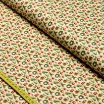 Tecido Tricoline Natal Vintage : Vasos e Guirlandas (0,50x1,50)