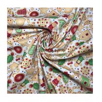 Tecido tricoline natalino 1.40 largura palha/biscoitinhos metro