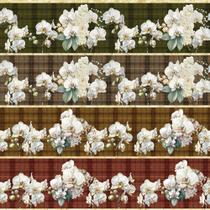 Tecido tricoline nov barrado faixas floral orquideas xadrez