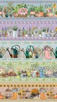 Tecido tricoline nov estampa digital barrado e faixa jardim coleção amor em cores by cris poletto