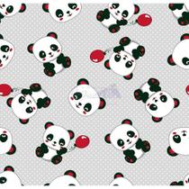 Tecido Tricoline Panda (Cinza com Vermelho), 100% Algodão, Unid. 50cm x 1,50mt - Caldeira