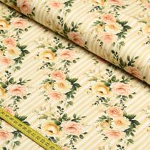 Tecido Tricoline Pet Chic : Flores em Listras (0,50x1,50) Tecido Tricoline Pet Chic : Flores em Listras (0,50x1,50)